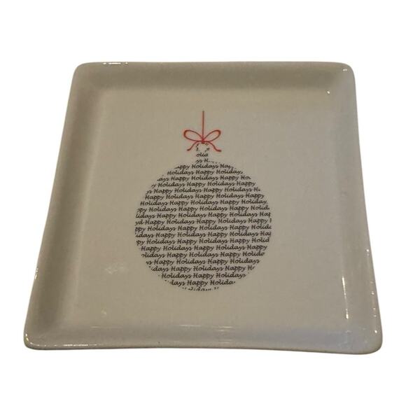BIA Holiday Plates Set of 3 Square Happy Holidays Word Art Christmas Appetizer - Picture 3 of 8